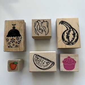 Food Rubber Stamps Lot of 6 Mixed